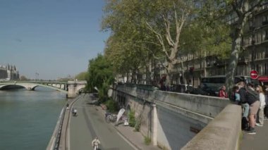 Seine Nehri seti ile Ile De Paris. Yüksek kalite 4k görüntü