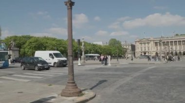 Obelisk Paris şehir merkezindeki Place de la Concorde 'da. Yüksek kalite 4k görüntü