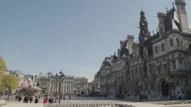 Fransa, Paris meydanı olan belediye binası. Yüksek kalite 4k görüntü