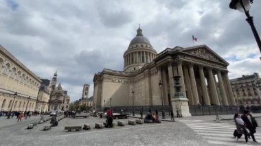 Paris Pantheon ve Sorbonne Üniversite Meydanı. Yüksek kalite 4k görüntü