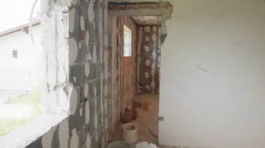 Evin inşaat alanının iç kabuk odaları. Yüksek kalite 4k görüntü