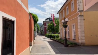 Schulgasse ve Bad Ischl, Avusturya 'daki okul binaları. Yüksek kalite 4k görüntü