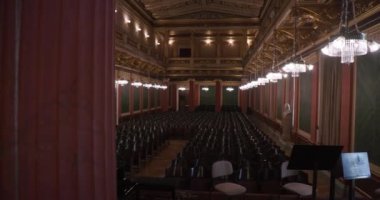 Viyana Musikverein binası 1. bölgede, yeni yıl konserinin yapılacağı yer. Yüksek kalite 4k görüntü