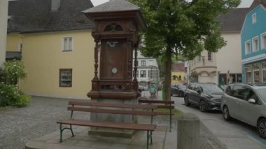 Şehir merkezi ve şehir meydanı Grein, Yukarı Avusturya. Yüksek kalite 4k görüntü