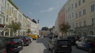 Dietmarbrunnen 'li Ried im Innkreis kasaba meydanı. Yüksek kalite 4k görüntü