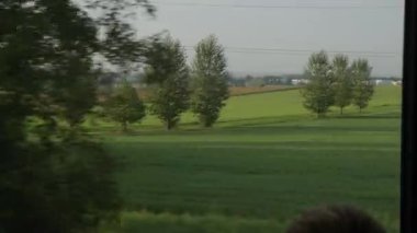 Yukarı Avusturya 'daki Leonding yakınlarındaki bir araziden geçen tren. Yüksek kalite 4k görüntü