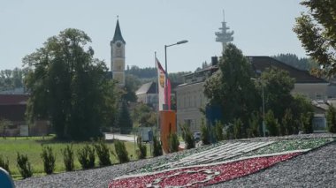 Ansfelden kasabası ve logosu, Yukarı Avusturya. Yüksek kalite 4k görüntü