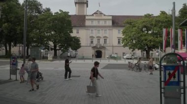 Linz tarihi Landhaus, Yukarı Avusturya hükümetinin yapı koltuğu. Yüksek kalite 4k görüntü