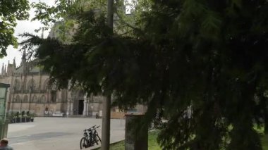 Linz Mariendom Leydi Mary katedralinin dış yüzeyi. Yüksek kalite 4k görüntü