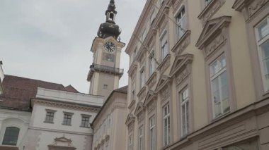 Linz tarihi Landhaus, Yukarı Avusturya hükümetinin yapı koltuğu. Yüksek kalite 4k görüntü