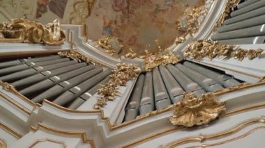 Yukarı Avusturya 'daki St. Florian Bazilikası' nda ünlü bir org. Yüksek kalite 4k görüntü