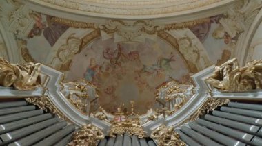 Yukarı Avusturya 'daki St. Florian Bazilikası' nda ünlü bir org. Yüksek kalite 4k görüntü