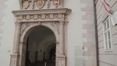Linz tarihi Landhaus, Yukarı Avusturya hükümetinin yapı koltuğu. Yüksek kalite 4k görüntü