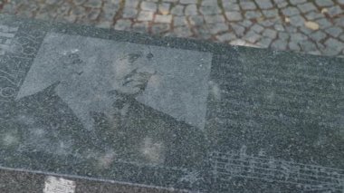 Yukarı Avusturya, Steyr 'deki besteci Anton Bruckner anıtı. Yüksek kalite 4k görüntü