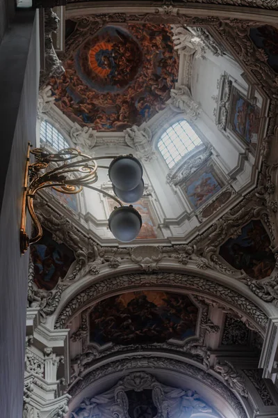 Beautiful painting and carving on the Ceiling of St.Stephan church in Passau Germany.