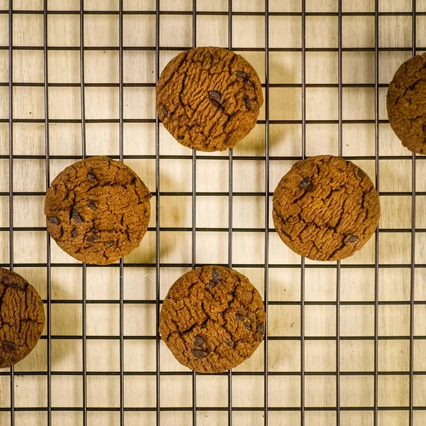 Háttér Koncepció Finom Csokoládé Chips Cookie Design Nemzeti Süti Nap — Stock Fotó