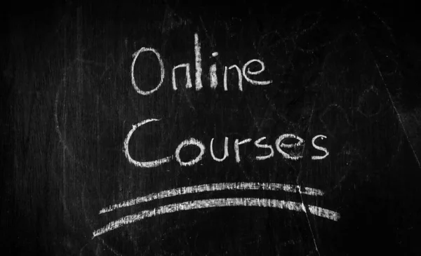 Online course Text on a black board with wooden frame