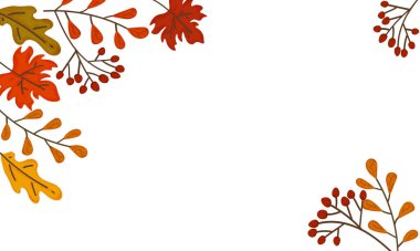 Yapraklı Sonbahar Çerçevesi, Suluboya Vektör İllüstrasyonu, El Çizimi Sonbahar Çerçevesi