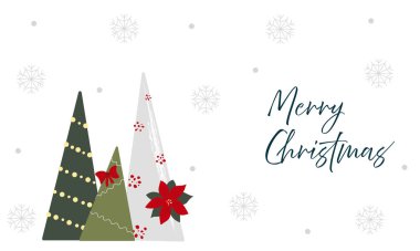 Minimalist Noel Arkaplanı, Şenlikli, Mutlu Noeller, Minimalizm, Noel Ağacı, Kar Taneleri, Tasarım Sanatı, Vektör