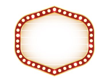 Retro İmza Panosu, Altın ve Kırmızı Çerçeve, Işık Kutusu, Işık Sancağı, Reklam İçin Klasik Parlak Billboard, Vektör