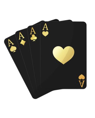 Takım Kartları, Kart Sembolleri, Siyah, Altın, Vip, Kumarhane, Oyun kartları, Gerçekçi Tasarım, Başarı, Vektör