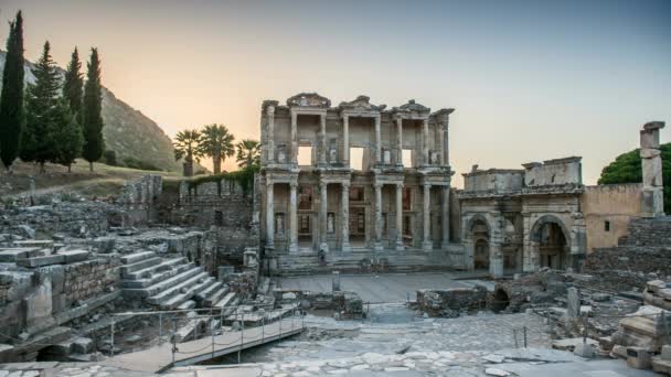 Historyczne Efez Starożytnego Miasta Celsjusza Biblioteki Timelapse Obrazu — Wideo stockowe