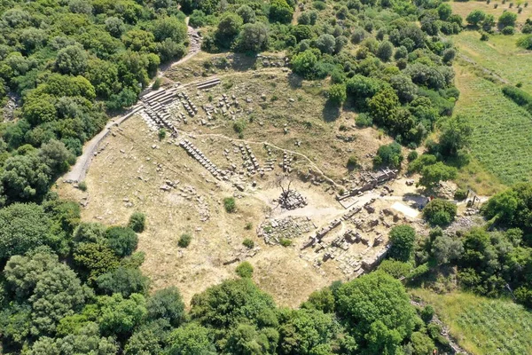 Αεροφωτογραφίες Της Αρχαίας Πόλης Του Erythrai Εικόνα Αρχείου