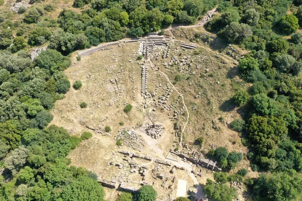 Erythrai Ancient City的空中图像 图库图片