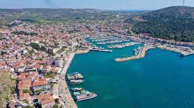 View of Cesme Marina, from Cesme Castle. Cesme is a coastal town and the administrative centre of the district of the same name in Turkeys westernmost end. High quality photo
