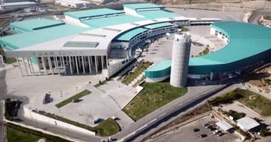 Hindi İzmir Uluslararası Fuar Fuarı İzmir hava manzaralı. Yüksek kalite 4k görüntü