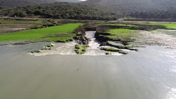 Aerial View Underground Sinkhole Waterfall Water Flows Video — Stok Video
