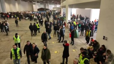 People bringing and collecting relief supplies after the great earthquake in Turkey : 06.02.2023. High quality FullHD footage