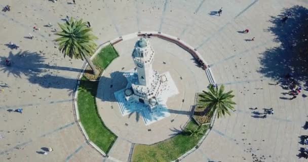 Aerial View Historical Clock Tower Symbol Izmir High Quality Footage — Stockvideo