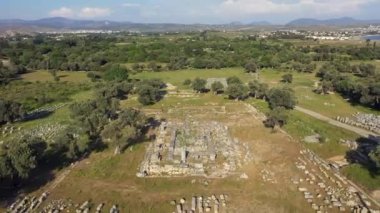 Teos Ancient City Drone Video, Seferihisar Izmir Turkey. High quality FullHD footage