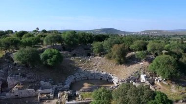 Teos Ancient City Drone Video, Seferihisar Izmir Turkey. High quality FullHD footage