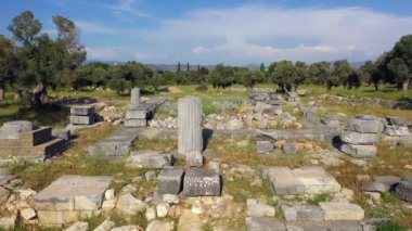 Teos Ancient City Drone Video, Seferihisar Izmir Turkey. High quality FullHD footage