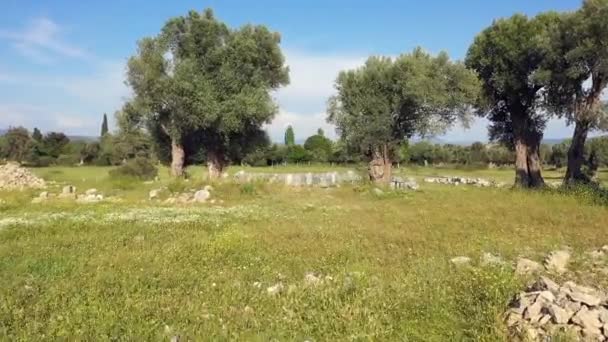Teos Ancient City Drone Video Seferihisar Izmir Turquia Imagens Fullhd — Vídeo de Stock