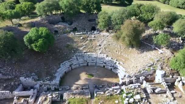 Teos Ancient City Drone Video Seferihisar Izmir Turkey High Quality — Vídeo de Stock