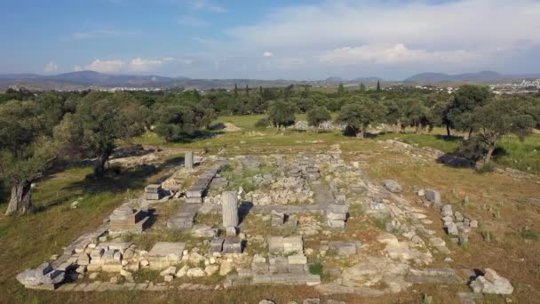 Teos Ancient City Drone Video Seferihisar Izmir Turkey High Quality — Vídeo de Stock