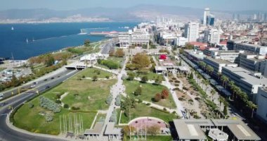 aerial view of izmir mansion square and historical clock tower. High quality 4k footage