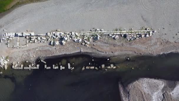 Повітряний Вид Стародавній Порт Тіоса Високоякісні Fullhd Кадри — стокове відео