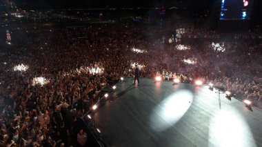 Drone image of the most crowded concert of turkey in celebration of the 100th anniversary of the liberation of izmir. High quality photo