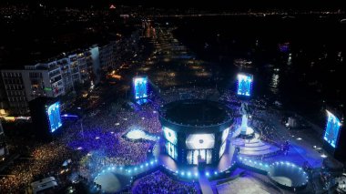 Drone image of the most crowded concert of turkey in celebration of the 100th anniversary of the liberation of izmir. High quality photo
