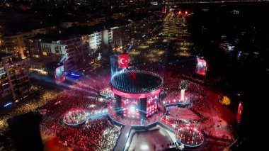 Drone image of the most crowded concert of turkey in celebration of the 100th anniversary of the liberation of izmir. High quality photo