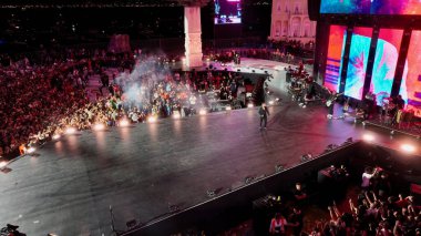 Drone image of the most crowded concert of turkey in celebration of the 100th anniversary of the liberation of izmir. High quality photo