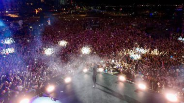 Drone image of the most crowded concert of turkey in celebration of the 100th anniversary of the liberation of izmir. High quality photo