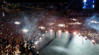 Drone image of the most crowded concert of turkey in celebration of the 100th anniversary of the liberation of izmir. High quality photo