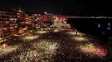 Drone image of the most crowded concert of turkey in celebration of the 100th anniversary of the liberation of izmir. High quality photo
