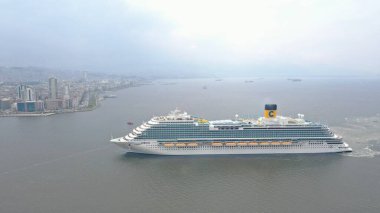 aerial view of cruiser costa venezia in izmir bay. High quality photo