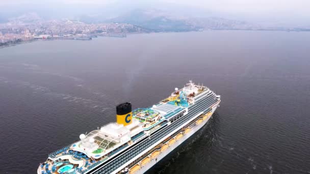 Aerial Drone Shot Costa Venezia Cruise Ship Route High Quality — Stock video
